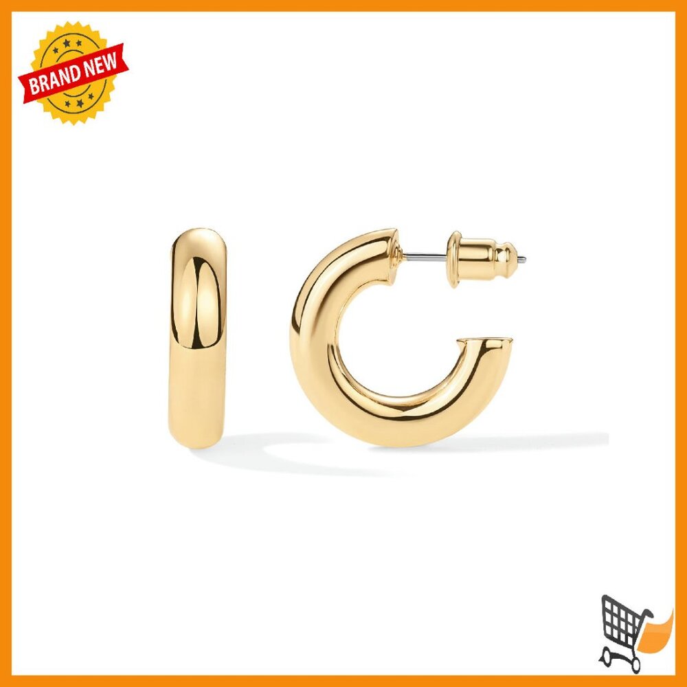 Chunky 20mm Open Hoop Earrings 18k Gold Plated Lightweight